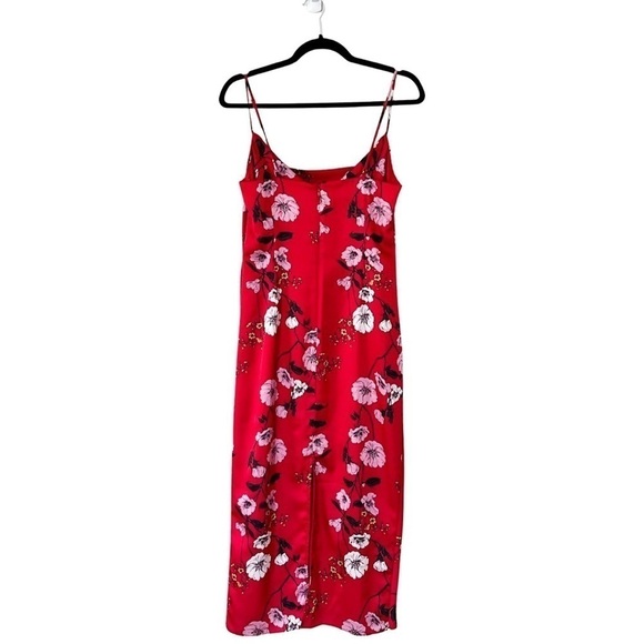 KEEPSAKE This Moment Slip Floral Red Midi Dress Size M - Picture 3 of 5